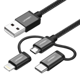 cable Ugreen 3 in 1 black 1.5 m